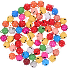 100 Stück kleine, bunte Metallglöckchen zum Selbermachen für Weihnachtsfeiern und andere festliche Dekorationen