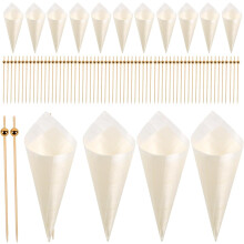 Conos de madera desechables para aperitivos y soportes para servir helados.