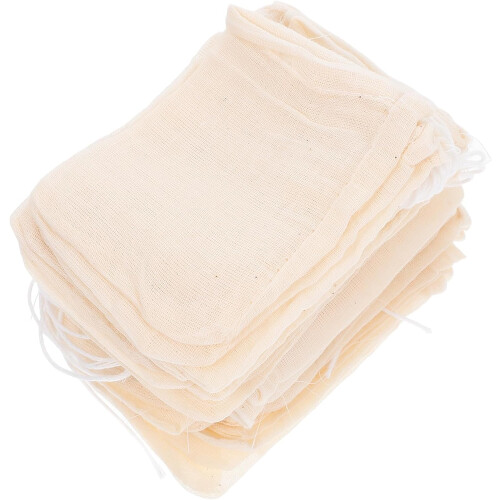 50pcs sopa cozinhar saco algodão gauze saco 4,5 x 5,9 polegadas reutilizável cordão fechamento eficaz