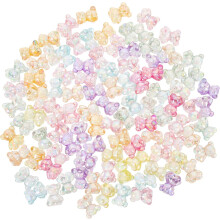 100pcs Ab Colorful Bear Charm Beads for Jewelry Making DIY Crafts Mixed Color Acrylic Spacer Beads