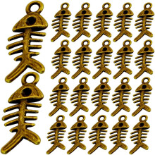 100 Stück Fischskelett-Anhänger aus Metall für DIY-Schmuckherstellung, Armband- und Ohrring-Accessoires