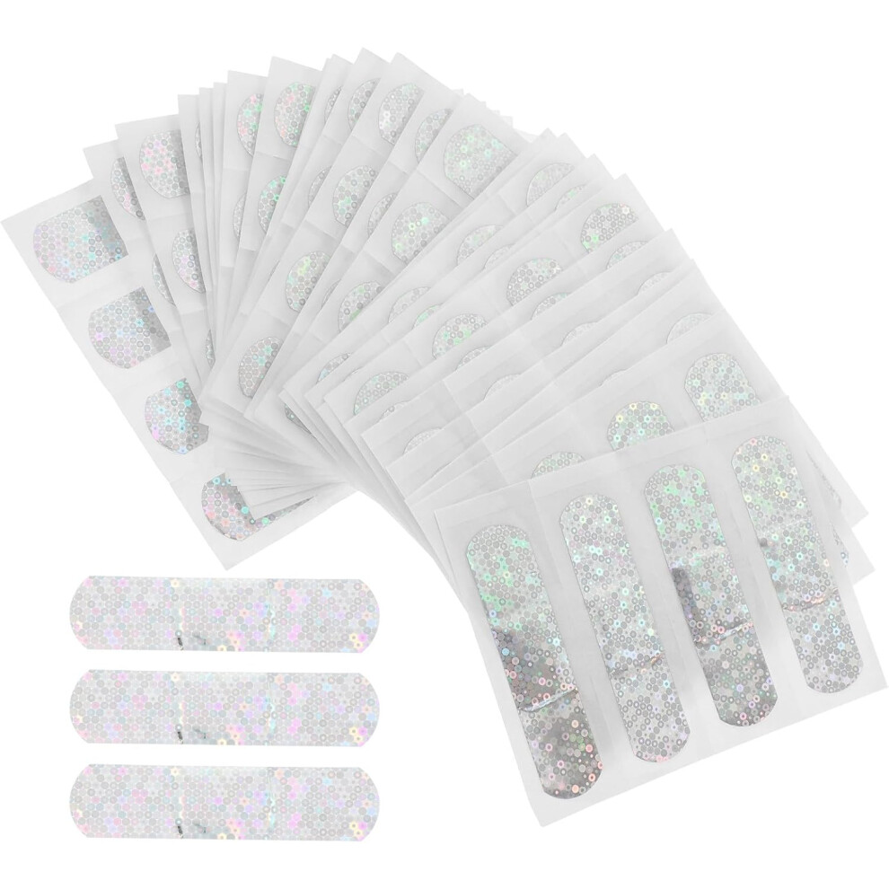 Hkhbjs White 100Pcs Small Strip Breathable Adhesive Bandages Glitter Wound Protectors Colorful First Aid Care Patches