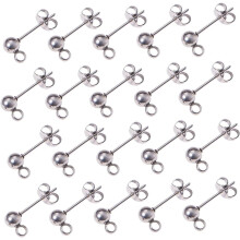100 Stück runde, silberne Kugeln – DIY-Ohrringzubehör, Schmuckherstellungswerkzeug für DIY-Ohrschmuck und Ohrdekoration