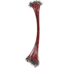 100 Stück bissfestes Stahlvorfach mit Wirbeln, 30 cm, rot