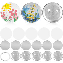100 kits de fournitures pour machine à badges : épingles métalliques de 58 mm avec fermoirs en coquillage et films.