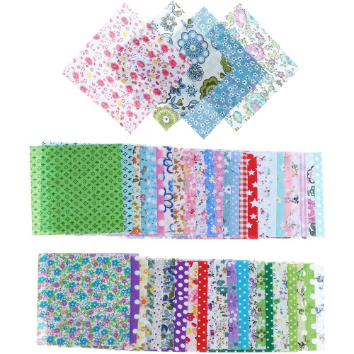 50 piezas de patchwork de algodón puro para proyectos de acolchado DIY con estampado floral.
