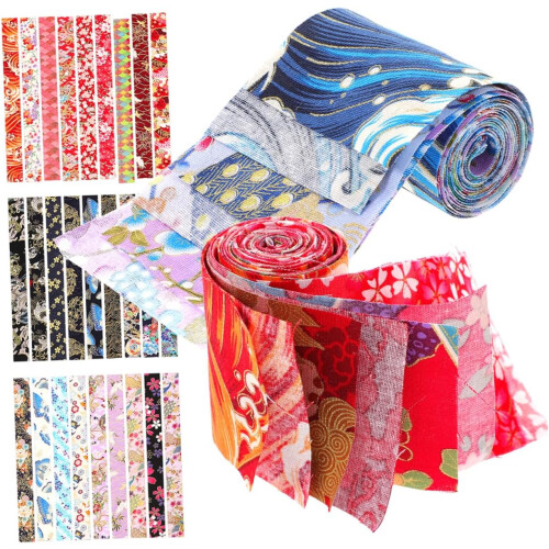 40pcs Cotton Patchwork Quilting Fabric Strips for Sewing DIY Craft Bundle with Printed Vintage Patterns