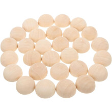 100pcs 30mm Natural Half Wooden Craft Beads Mini Hemisphere Unfinished Wood Beads