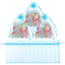 100 Stück Schmuckbeutel, Netzbeutel, Bonbontüten, 3 x 4,5 Zoll, Organza, leichtgängig, praktisch zum Öffnen und Schließen