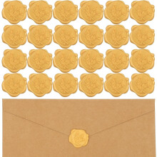 50 Stück Rosmarin-Gold Wachssiegel-Aufkleber, selbstklebende Briefumschlagsiegel für Hochzeitseinladungen und Grußkarten