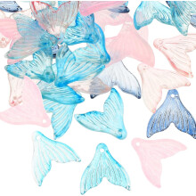 50 Stück Fischschwanz-Anhänger zum Selbermachen von Schmuck mit Glitzerglaskristallen, gemischte Farben