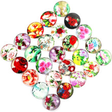 Glasaufkleber 2 x 0,55 cm, 50 Stück, rundes Blumenmuster, verschiedene Farben