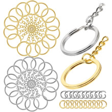 50 goldene Schlüsselringringe mit Ketten, DIY-Schlüsselanhänger-Bastelset, dekorative Taschenketten und Schlüsselanhängerteile