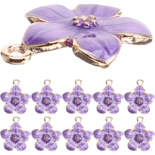 50-teiliges Set mit lila Kirschblüten-Anhängern aus Legierung – DIY-Zubehör für die Herstellung von Armbändern und Halsketten