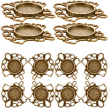 50 Stück runde Anhängerhalterungen aus Zinklegierung in Vintage-Bronze-Optik zum Selbermachen