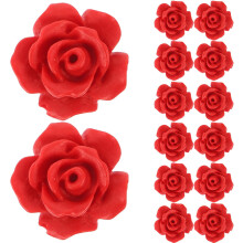 50pcs Loose Bead Accessories Red Paint Carved Rose Beads DIY Handmade Jewelry Making Ornaments Craft Decor