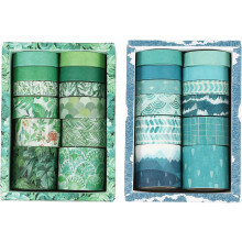 Washi-Tape-Set für DIY-Bastelarbeiten, dekoratives Masking Tape, 2 Boxen, mintgrüne und blaue Designs, Scrapbooking