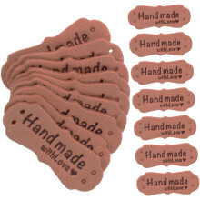 50 Stück weiche, geprägte Lederetiketten, 4 x 1,5 cm, Häkeletiketten für Handarbeiten und Nähzubehör