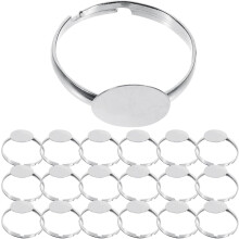 100 Stück verstellbare weiße Ringrohlinge in K-Farbe für die Schmuckherstellung, DIY-Fingerringrohlinge, Edelsteinfassungen, Bastelrohlinge