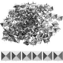 100 Pcs 10mm Four-jaw Square Rivet Spikes Pyramid Studs for Leathercraft DIY Clothing Shoes Bags