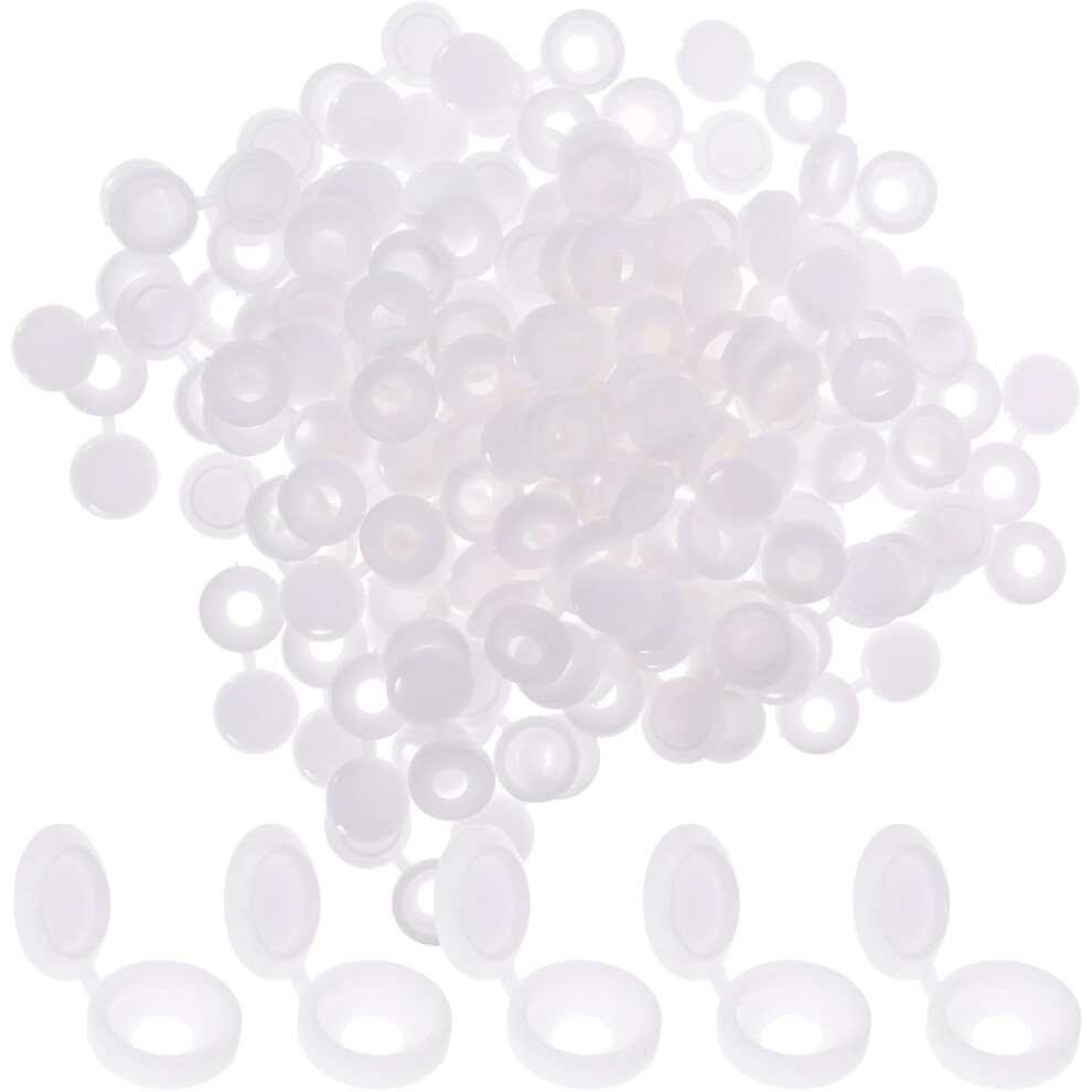 100Pcs White Hinged Screw Hole Covers For Self-Tapping Screws 5455468318504