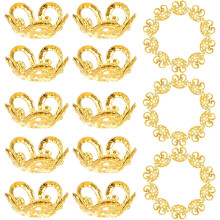 100pcs Gold Plated Lotus Flower Bead Caps Hollow Metal Bead End Caps for DIY Bracelet Necklace Jewelry Making Accessories