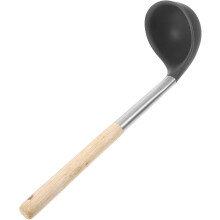 Suppenkelle aus Silikon mit Edelstahlgriff, grauer Kochlöffel für Wok und Küchenutensilien