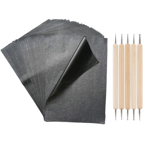 Graphit-Kohle-Transferpapier A4, einseitig, 100 Blatt, 5-teiliges Werkzeugset