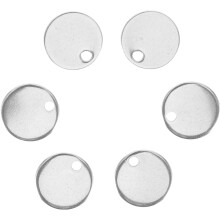 100 Stück runde, unbeschriftete Stanzetiketten aus Edelstahl (0,8 x 10 mm) für DIY-Schmuckanhänger
