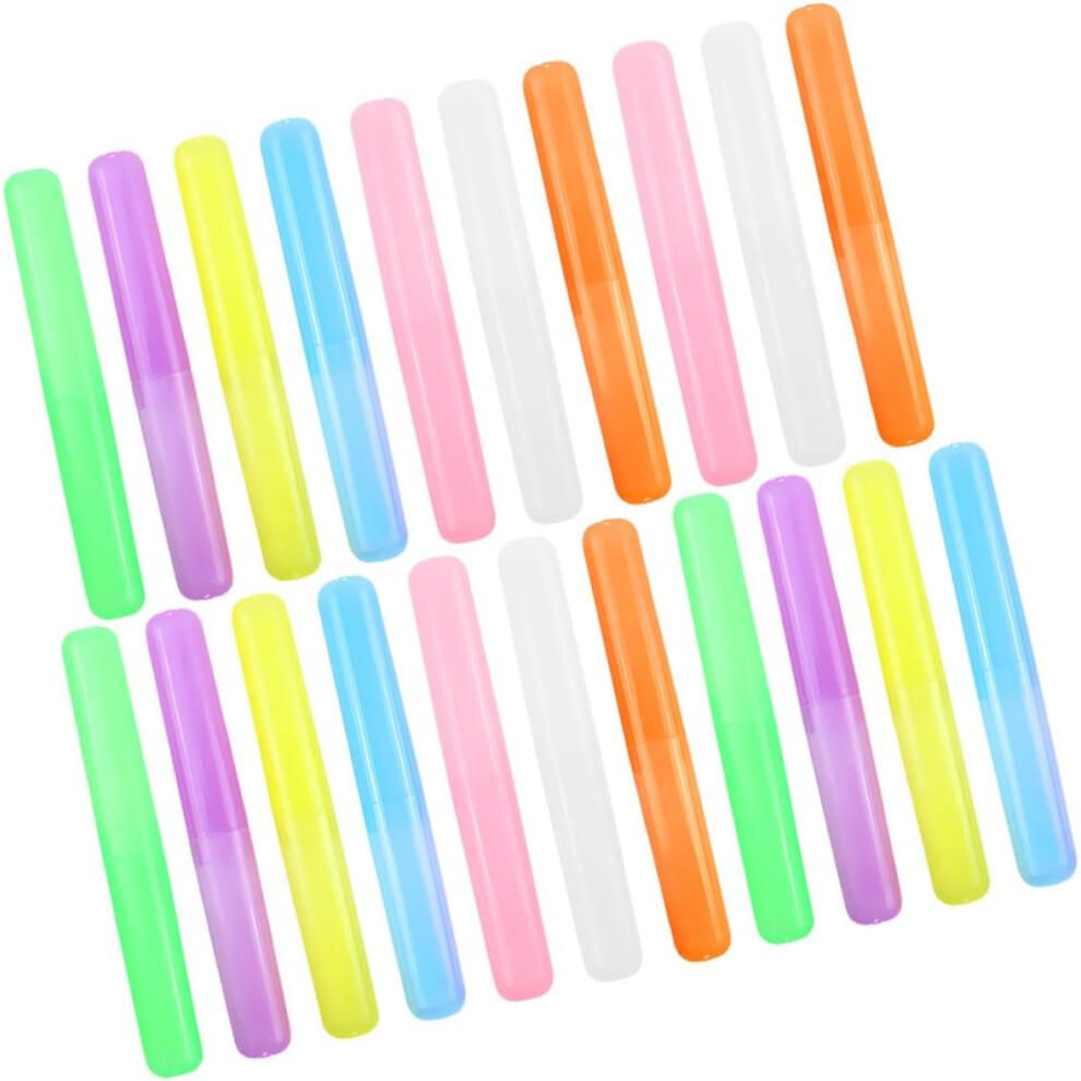 Hkhbjs 21Pcs Portable Candy Color Toothbrush Case Travel Toothbrush Holder Storage Box
