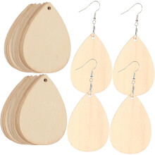 50-teiliges DIY-Ohrring-Set aus Holzrohlingen (unbehandelt)