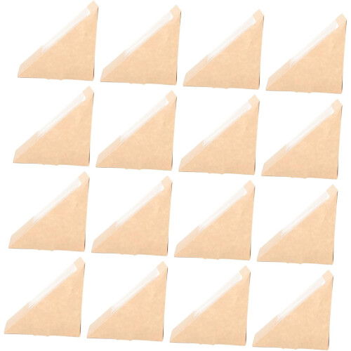 100Pcs Kraft Paper Triangle Sandwich Boxes Window Lightweight Portable Packaging