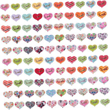 100pcs Wooden Heart Shaped Love Button DIY Sewing Accessories for Clothing Crafts Valentines Decor
