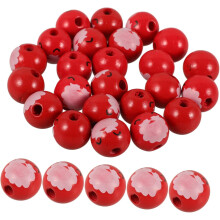 50pcs Santa Claus Wooden Beads Ornaments for Christmas Christmas Garland Making Beads for DIY Jewelry