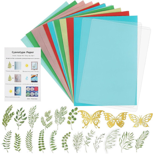 Χαρτιά κυανοτυπίας Sun Printing Art DIY Σχέδιο σετ χαρτιού με φύλλα A5 από φυσική ίνα