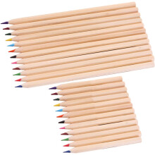 Ensemble de 24 crayons de couleur portables pour enfants, 12 longs + 12 courts, crayons hexagonaux en bois pour l'école.