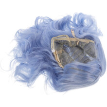 Perruque bouclée bleue avec frange pour femme, perruque synthétique bouclée pour costume d'Halloween ou soirée spéciale
