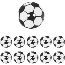 50 boutons en bois noirs en forme de ballon de football, petits boutons de couture vintage en bois