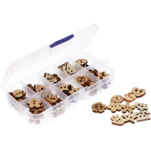 Lot de 100 boutons de couture en bois, boutons décoratifs à motifs de dessins animés pour vêtements.