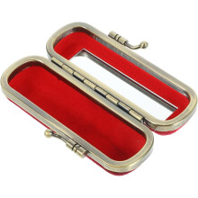 Retro-Lippenstiftetui mit Spiegel für Damen, tragbar, aus Flanell und Aluminiumlegierung, Aufbewahrungsbox für kleine Gegenstände