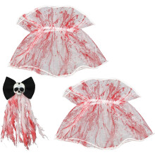 Halloweenske pokrývky hlavy Krvavá nevesta Cosplay sada Zombie Prom Party potreby Goth putá na zápästie