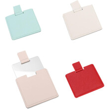 4 Stück tragbare, kompakte Taschenspiegel aus PU-Edelstahl für Damen, Mini-Reise-Schminkspiegel