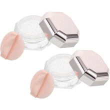 2 Mini-Puderdosen aus Kunststoff, leer, mit Puderquaste für unterwegs, kompakte Make-up-Aufbewahrung, ideal für unterwegs
