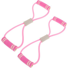 2 Stück pinkfarbene Widerstandsbänder in Achterform mit Griffen für das Heimfitnesstraining