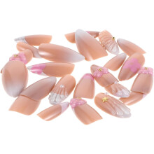 Set di 24 unghie finte floreali da applicare, in gel, corte, con copertura completa rimovibile.