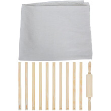 12pcs Pottery Tool Rolling Stick Set with Clay Rolling Pin Guides, Wooden and Linen Material