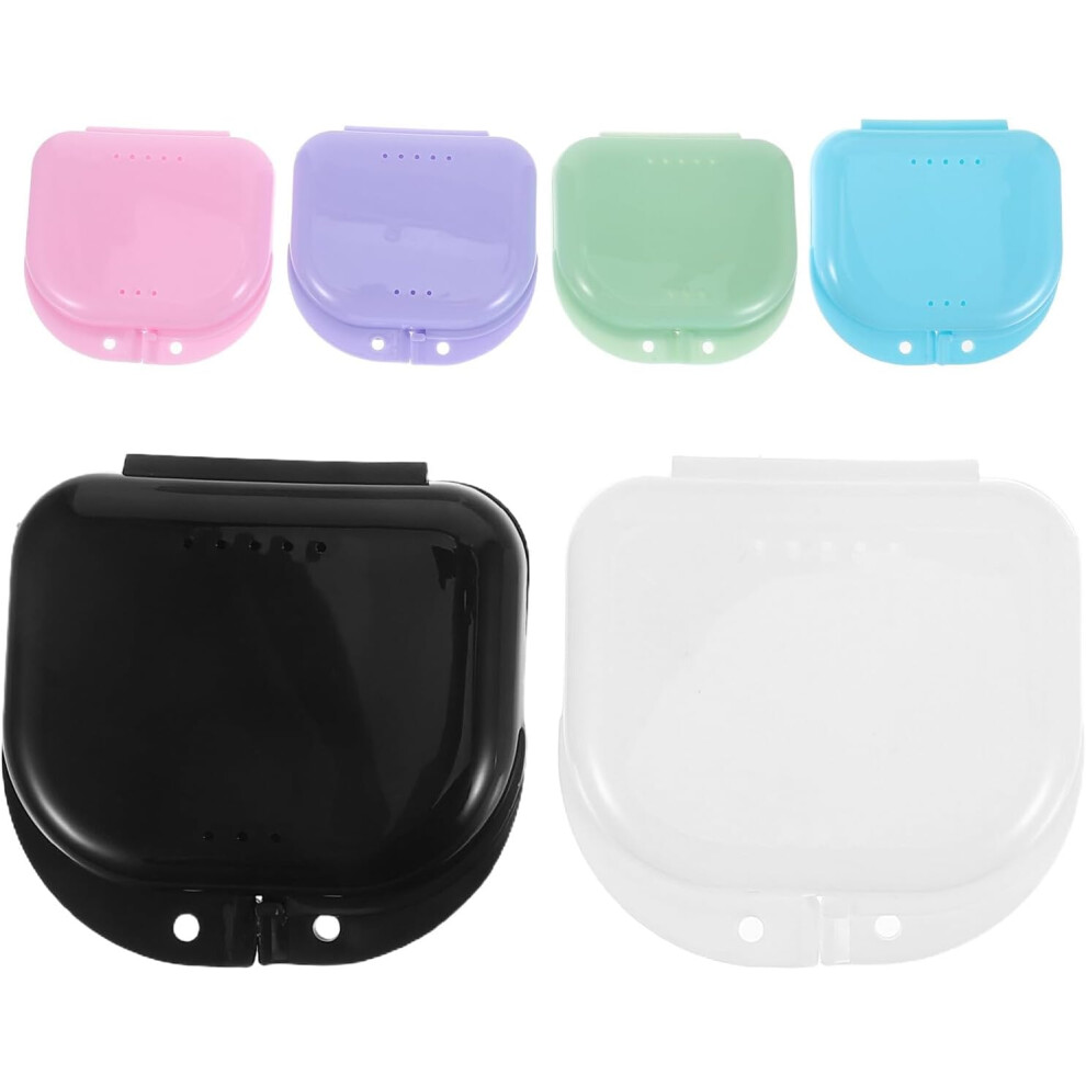 Hkhbjs 6Pcs Portable Denture Storage Box Vent Holes Leakproof Retainer Case