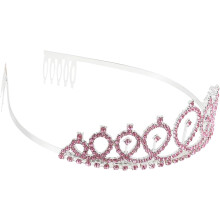 Hochzeitskrone, Brautschmuck, Strass-Tiara aus Zinklegierung mit Kamm für Damen, Brauthaarschmuck, rosa Haarband für die Zeremonie