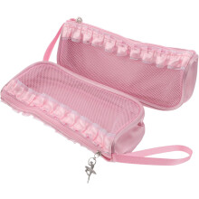 Saco de chinelos de ballet com zíper rosa de 2 peças para - saco organizador de sapatos de dança lavável