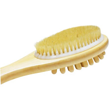 Doppelseitige Duschbürste aus Holz mit Borsten für Körpermassage und Peeling, langer Griff für einfache Anwendung unter der Dusche